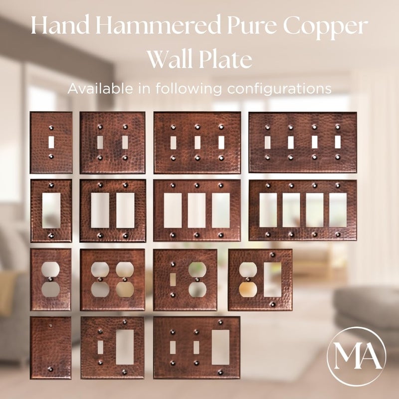 Monarch Abode Monarch Pure Copper Hammered Single Switch / Duplex Wall Plate / Switch Plate - Image 3